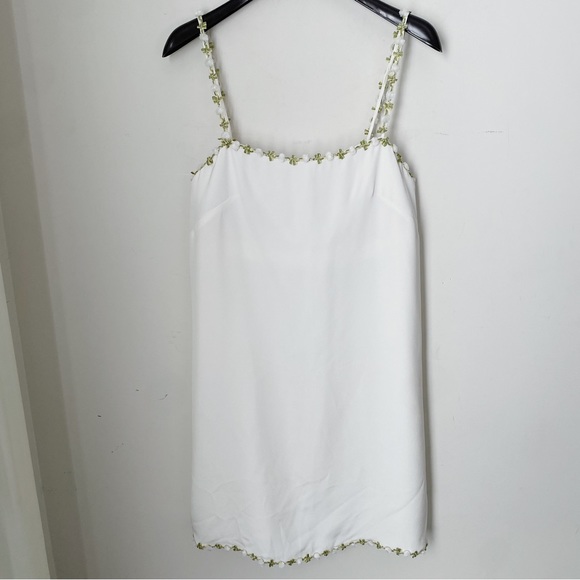 LEIN Studio SS18 Bridal RTW Ivory Silk Floral Flower Embroidered Strap Dress
